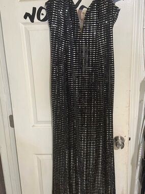 Black Sequin V-Neck Maxi Dress